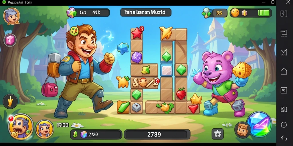 Screenshot gameplay yang menunjukkan tantangan teka-teki dalam 2739.