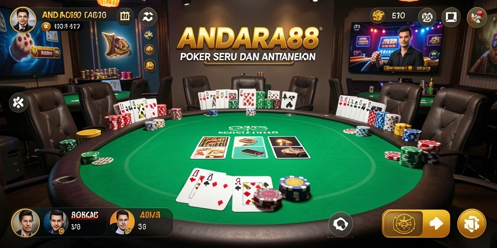 Tampilan gameplay poker yang mendebarkan di ANDARA88.