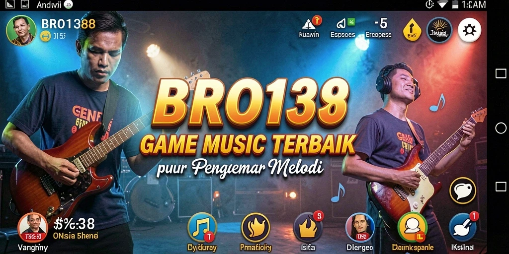 Tampilan utama gameplay BRO138 dengan antarmuka musik yang menarik.