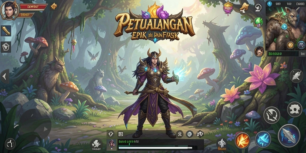 Tampilan gameplay <strong>DEWI567</strong> saat menjelajahi dunia fantasi yang menakjubkan.