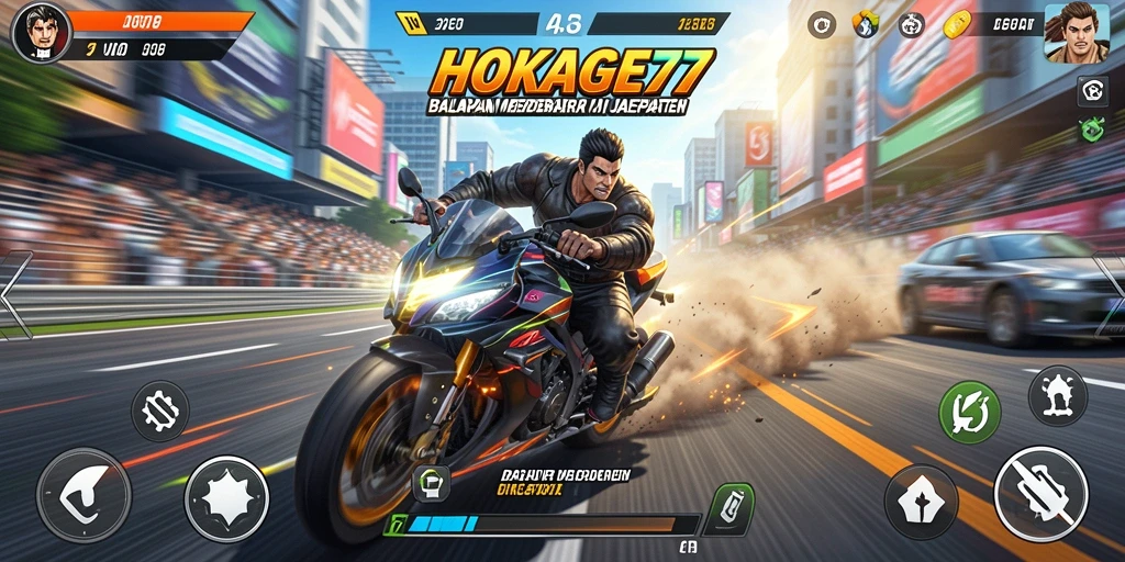 Gameplay balap seru dari HOKAGE77 di lintasan yang menantang.