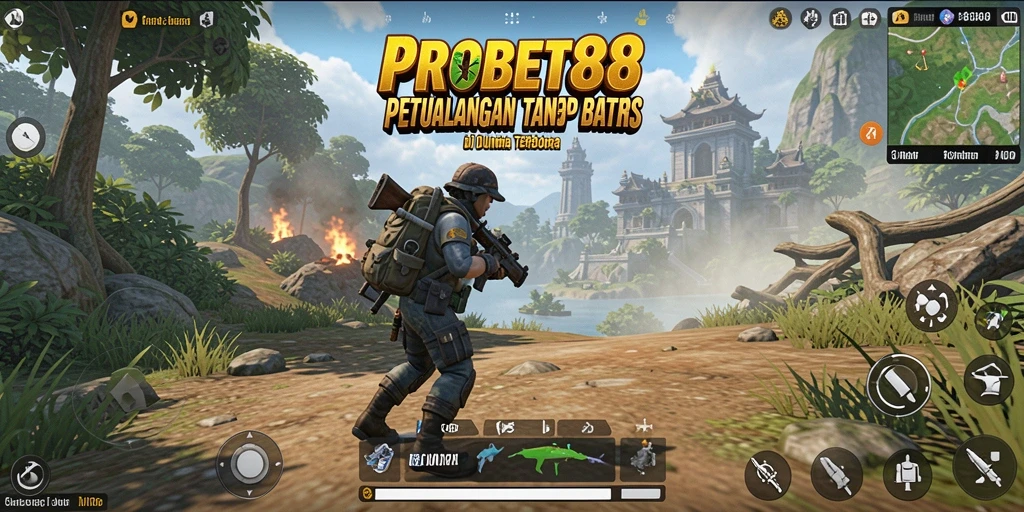 Screenshot gameplay PROBET88 menampilkan petualangan di dunia terbuka yang luas.