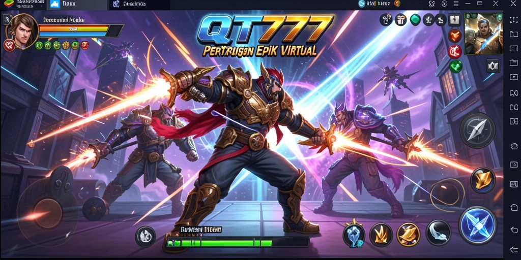Tampilan gameplay QT777 yang menampilkan aksi pertarungan seru.